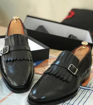 Buy Handmade Black Kilt Loafers by GentWith | Worldwide Shipping