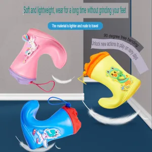 children's rain boots PVC three-color cartoon three-dimensional girdle non-slip bottom rain boots primary school students' rain boots