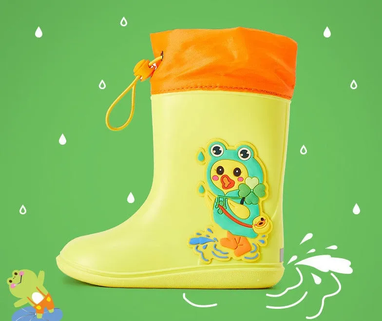 children's rain boots PVC three-color cartoon three-dimensional girdle non-slip bottom rain boots primary school students' rain boots