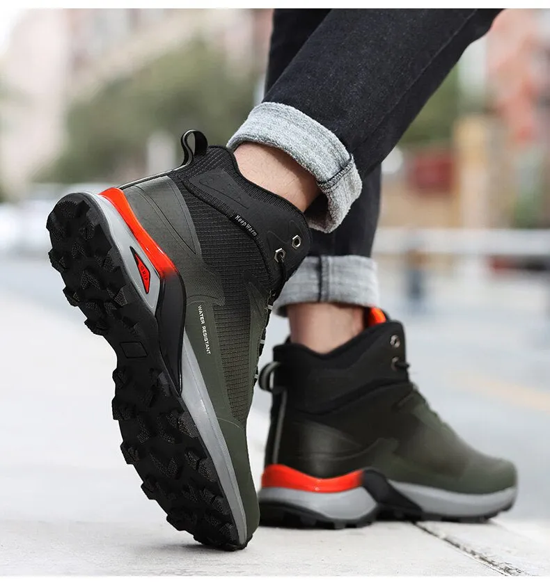 Men Snow Boots Waterproof Leather Sneakers Warm Plush High Quality Outdoor Hiking Boot - MSWRB50416