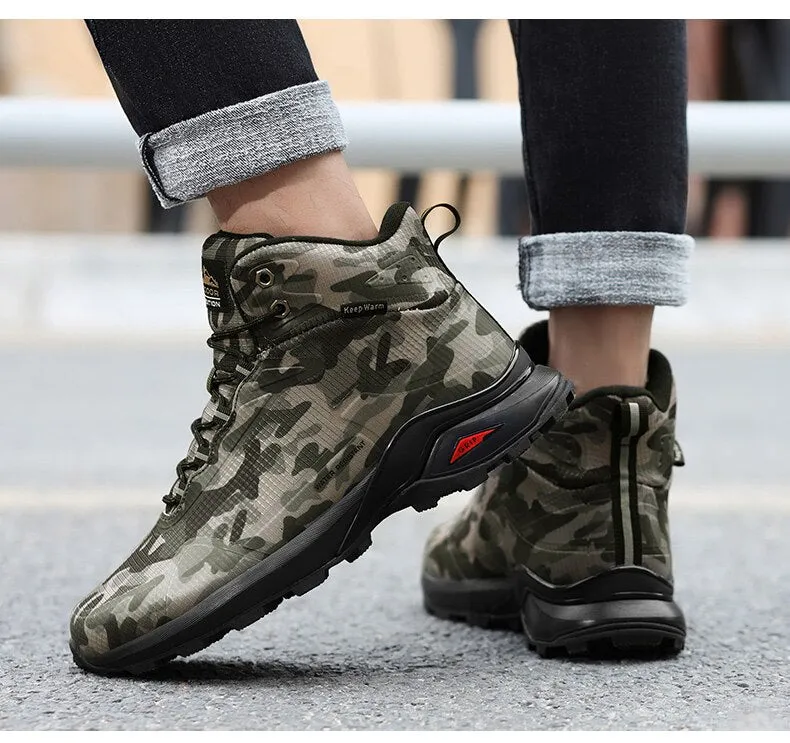 Men Snow Boots Waterproof Leather Sneakers Warm Plush High Quality Outdoor Hiking Boot - MSWRB50416