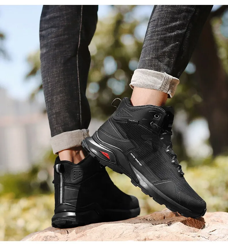 Men Snow Boots Waterproof Leather Sneakers Warm Plush High Quality Outdoor Hiking Boot - MSWRB50416