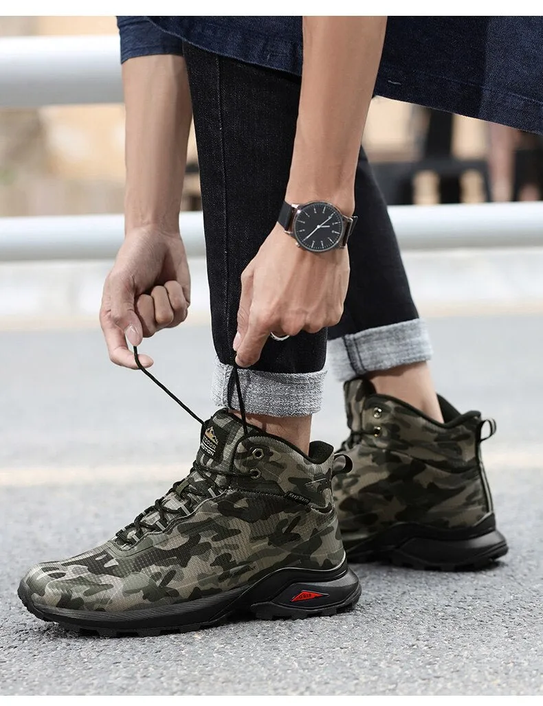 Men Snow Boots Waterproof Leather Sneakers Warm Plush High Quality Outdoor Hiking Boot - MSWRB50416
