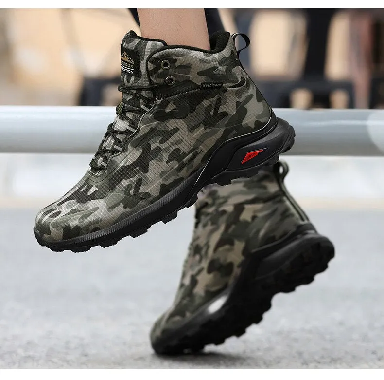 Men Snow Boots Waterproof Leather Sneakers Warm Plush High Quality Outdoor Hiking Boot - MSWRB50416