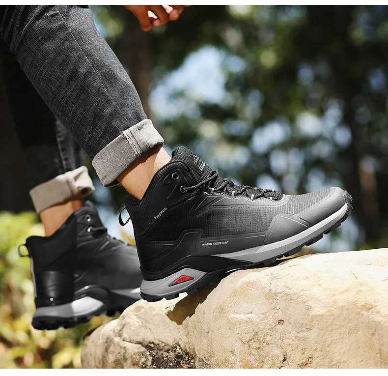 Men Snow Boots Waterproof Leather Sneakers Warm Plush High Quality Outdoor Hiking Boot - MSWRB50416