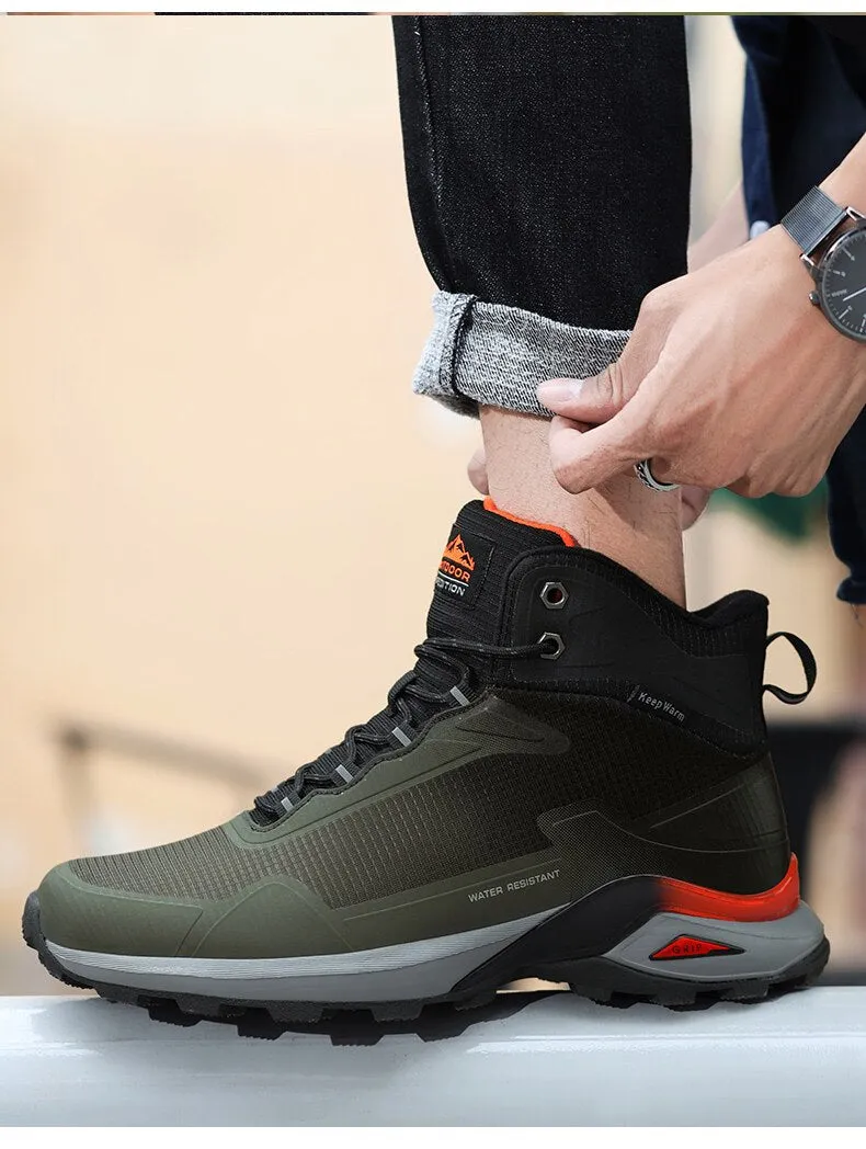 Men Snow Boots Waterproof Leather Sneakers Warm Plush High Quality Outdoor Hiking Boot - MSWRB50416
