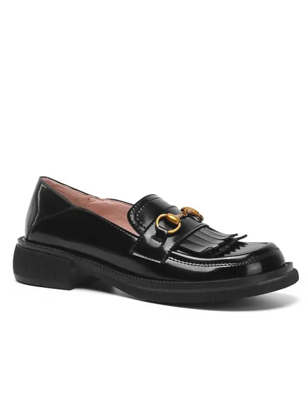 Patent Leather Casual Square Toe&Loafers