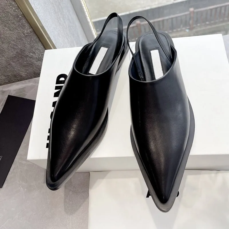 Pre Order:  Leather Pointed Toe Stiletto Mule Sandals