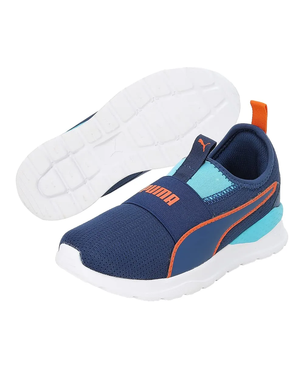 Puma Unisex-Kid Hobbes Pre-School New Navy-Blue Atoll-Vibrant Orange Sneaker - 2UK (39187301)