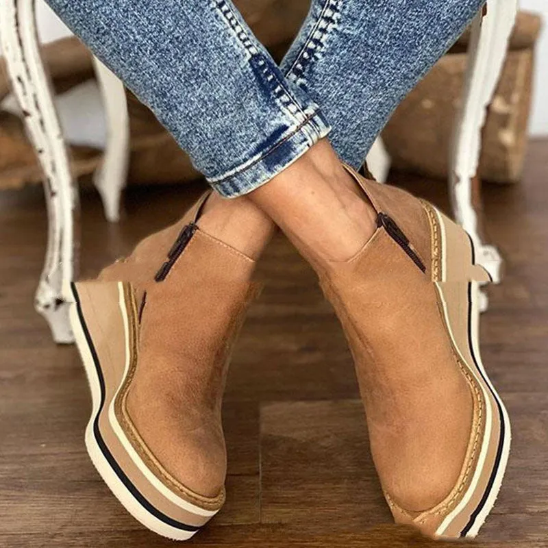 Women's Flat Zipper Ankle Boot