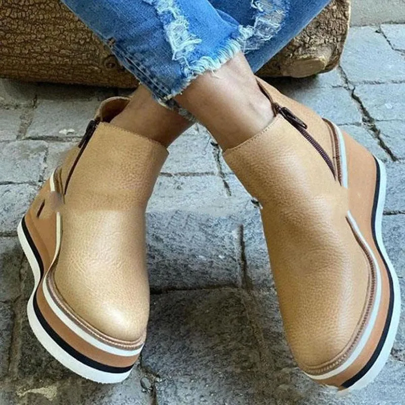 Women's Flat Zipper Ankle Boot