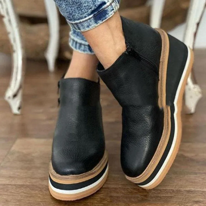 Women's Flat Zipper Ankle Boot